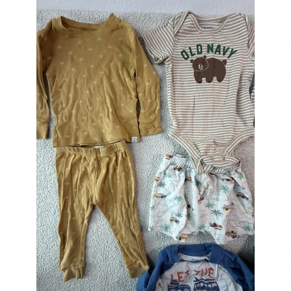 Baby Boys Clothes Lot 6-12M 12-18M Old Navy Cat & Jack Romper Pajamas